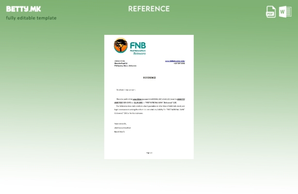 Референтен шаблон за затворање модерен стил Боцвана FNB на Боцвана